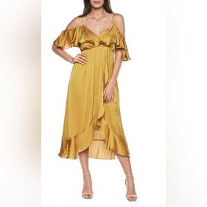 Bardot Bea Wrap Dress in Gold